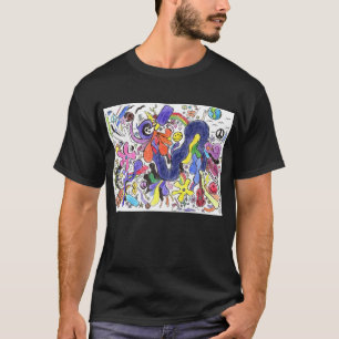 Punk Rock Doodle #15 in Colour on Black T-Shirt