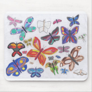 Punk Rock Doodle #28 Butterflies Colour Mouse Pad
