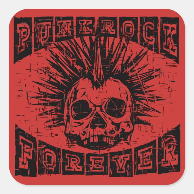punk rock forever square sticker (Front)