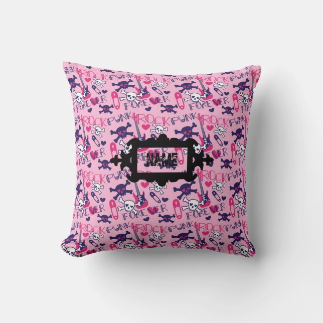 Punk Rock Forever Teen Girl room decor personalise Cushion (Front)