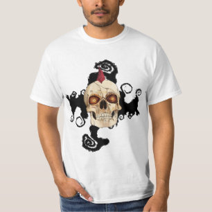 Punk Rock Gothic Skull with Red Mohawk T-Shirt