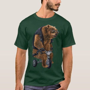 Punk Rock Grizzly Bear wearing Leather Jacket Ride T-Shirt
