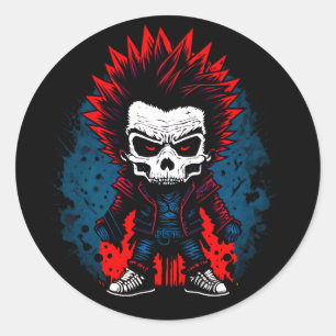 Punk Rock Grunge Zombie Colourful Skull Cool Desig Classic Round Sticker