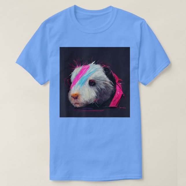 Punk Rock Guinea Pig In A Leather Jacket86 T-Shirt (Design Front)