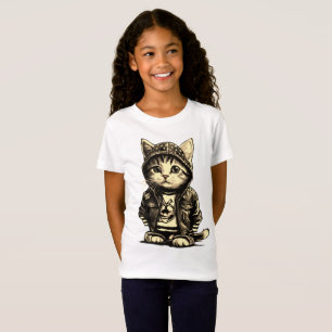 Punk Rock Kitten Cute Cat Design T-Shirt