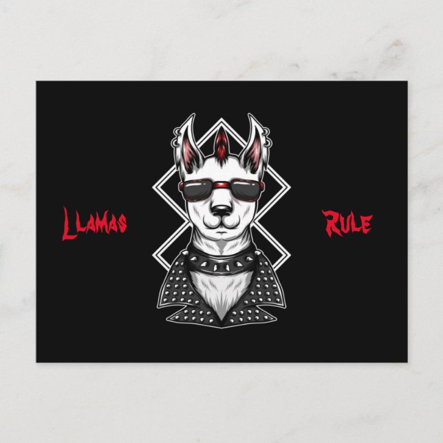 Punk Rock Llamas Rule Postcard (Front)