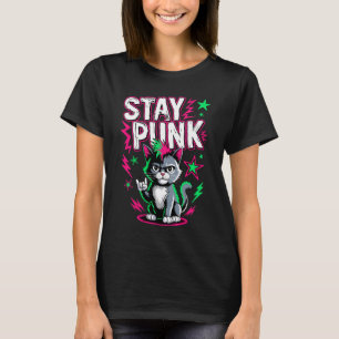 Punk Rock Men Kids Women Funny Cat T-Shirt