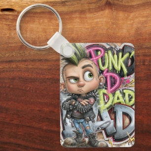 Punk Rock Mohawk Dad Key Ring
