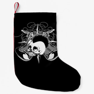 Punk Rock Mohawk Skull Roses Guitars Spikes Small Christmas Stocking