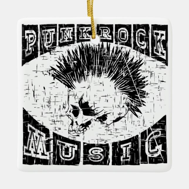 punk rock music ceramic tree decoration (Front)