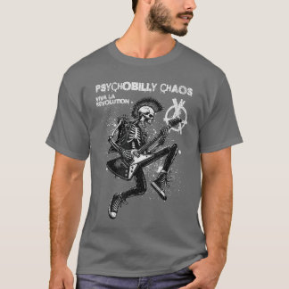 Punk Rock Music Guitar Skeleton Psychobilly Chaos T-Shirt