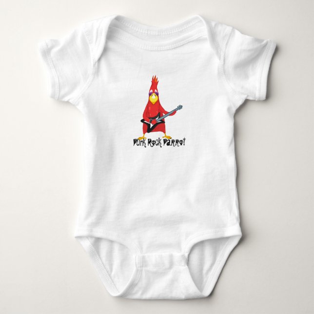 Punk Rock Parrot Baby Bodysuit (Front)