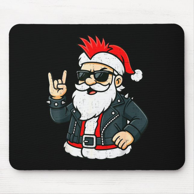 Punk Rock Santa Claus Emo Christmas Rocker Pajamas Mouse Pad (Front)