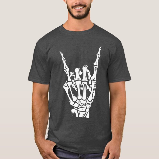 Punk Rock Skeleton Cool Rocker Halloween Men Women T-Shirt (Front)