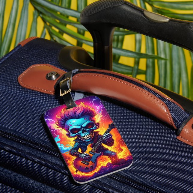 Punk Rock Skull Luggage Tag (Front Insitu 1)