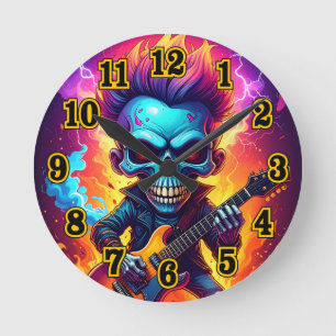 Punk Rock Skull Round Clock