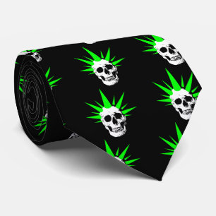 Punk Rock Skull with Neon Green Spikey Hair Tie