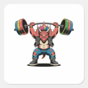 Punk Rock Stegosaurus Dinosaur Playing Guitar Square Sticker