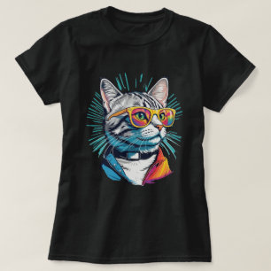 Punk Rock Tabby Cat Sunglasses Jacket T-Shirt