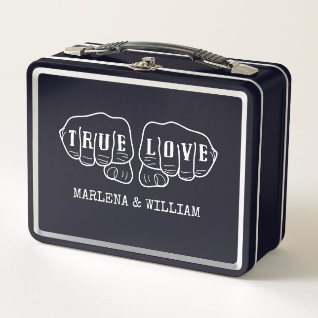 Punk Rock Tattoo Hands True Love 10th Anniversary  Metal Lunch Box (Front)