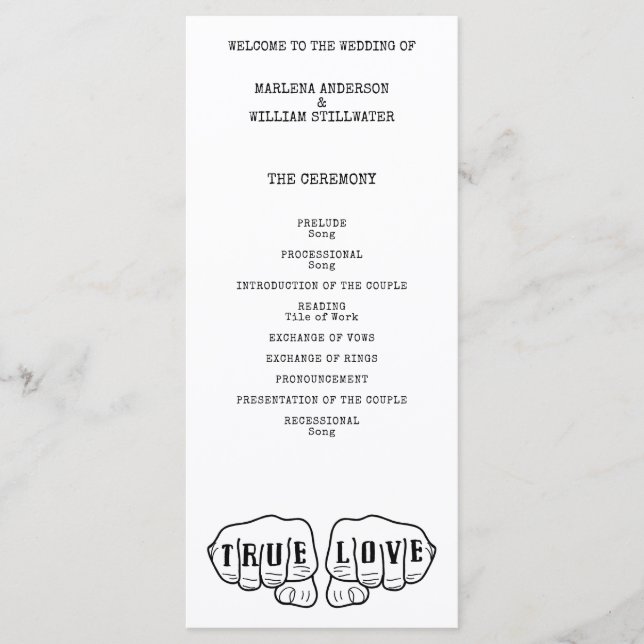 Punk Rock Tattoo Hands True Love Minimalist Programme (Front)