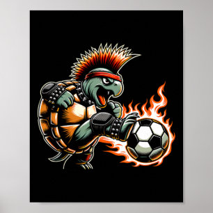 Punk Rock Turtle Kicking Flaming Ll Poster