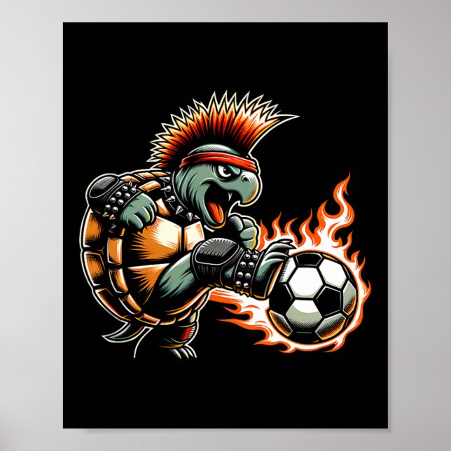 Punk Rock Turtle Kicking Flaming Ll  Poster (Front)