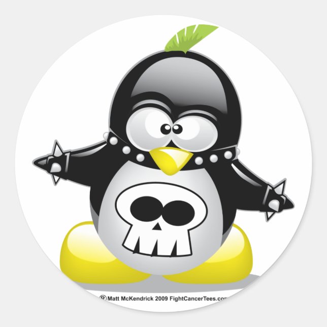 Punk Rocker Penguin Classic Round Sticker (Front)