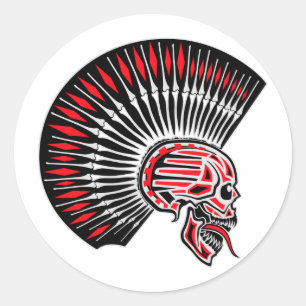 Punk Rocker Skull Tattoo Classic Round Sticker