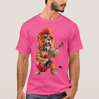 Punk Rock'N Roll Lion Goth Guitar Band Funny Lion T-Shirt