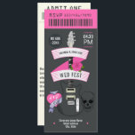 Punk Romance Rock ’n’ Roll Wedding Ticket Invitation<br><div class="desc">Turn your wedding into a headlining event with this bold and modern Rock ’n’ Roll Wedding Ticket Invitation. Designed to look like an authentic concert ticket, this template features striking graphics, editable text, and a built-in RSVP barcode for a fun, festival-style touch. Perfect for music lovers, alternative weddings, WedFest celebrations,...</div>