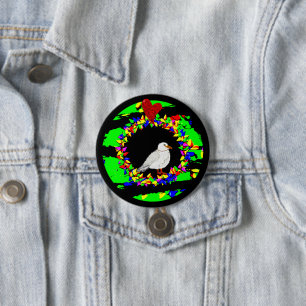 Punk Seagull Christmas wreath 7.5 Cm Round Badge