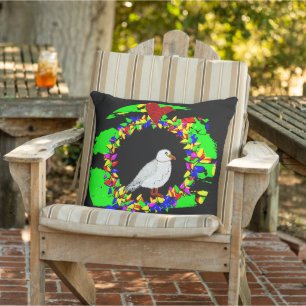 Punk Seagull Christmas wreath Cushion
