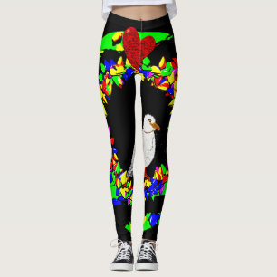 Punk Seagull Christmas wreath Leggings