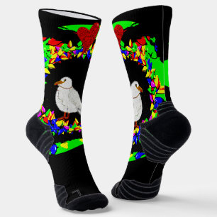 Punk Seagull Christmas wreath Socks