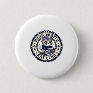 Punk Skater Cat Funny Cat Lover Design - Punk Skat 6 Cm Round Badge