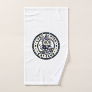Punk Skater Cat Funny Cat Lover Design - Punk Skat Hand Towel