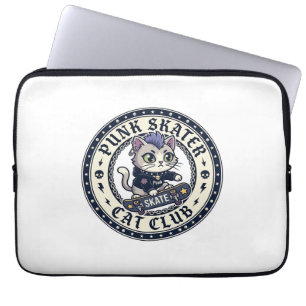 Punk Skater Cat Funny Cat Lover Design - Punk Skat Laptop Sleeve