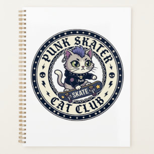 Punk Skater Cat Funny Cat Lover Design - Punk Skat Planner