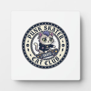 Punk Skater Cat Funny Cat Lover Design - Punk Skat Plaque