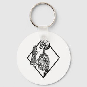 Punk Skeleton Hands Praying Goth Metal Halloween G Key Ring