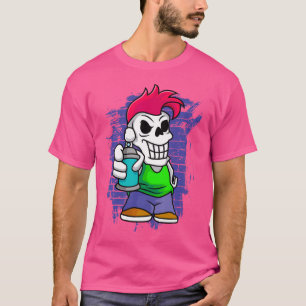 Punk Skeleton With Spray Can Fraffiti Artist Stree T-Shirt