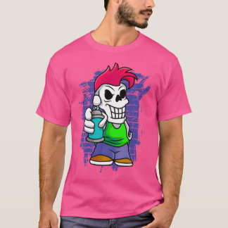 Punk Skeleton With Spray Can Fraffiti Artist Stree T-Shirt
