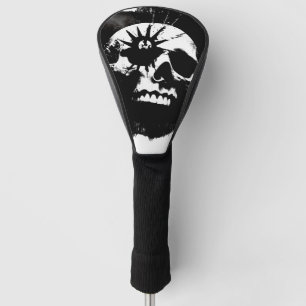 Punk Skull Black and White Golf Head Cover