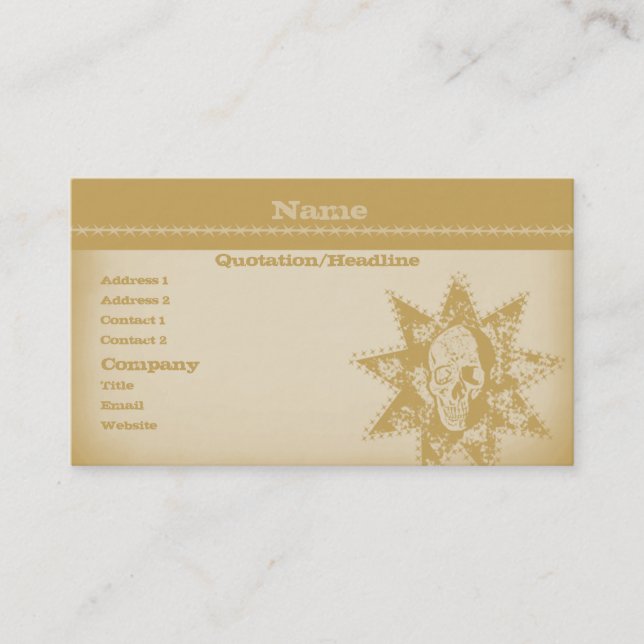 Punk Skull Business Card, Golden Beige Card (Front)