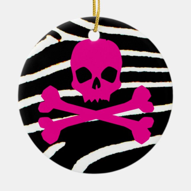 Punk Skull Ceramic Tree Decoration (Front)