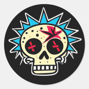 'PUNK SKULL'  CLASSIC ROUND STICKER