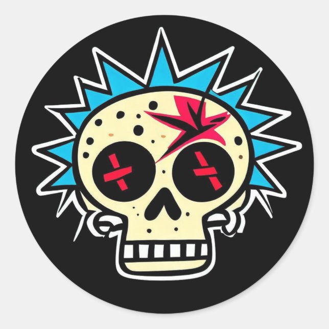 'PUNK SKULL'  CLASSIC ROUND STICKER (Front)