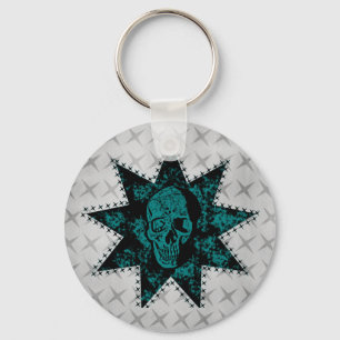 Punk Skull Keychain (Teal)