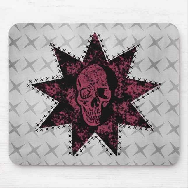 Punk Skull Mousepad (Dark Pink) (Front)